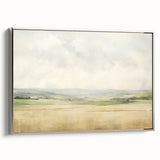 Vintage Landscape Art - Serene Countryside Fields in Soft Hues