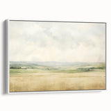 Vintage Landscape Art - Serene Countryside Fields in Soft Hues