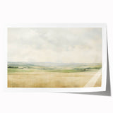 Vintage Landscape Art - Serene Countryside Fields in Soft Hues