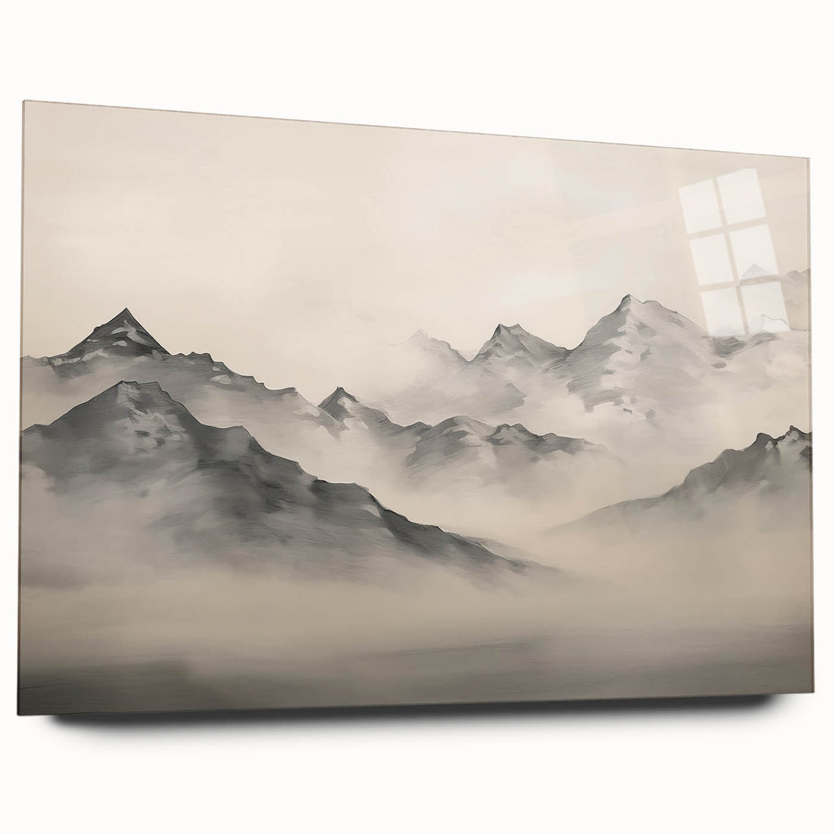 Vintage Landscape Art – Majestic Misty Mountain Peaks – Antique Nature Wall Art