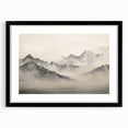 Vintage Landscape Art – Majestic Misty Mountain Peaks – Antique Nature Wall Art