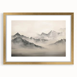 Vintage Landscape Art – Majestic Misty Mountain Peaks – Antique Nature Wall Art