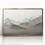 Vintage Landscape Art – Majestic Misty Mountain Peaks – Antique Nature Wall Art
