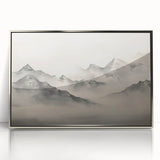 Vintage Landscape Art – Majestic Misty Mountain Peaks – Antique Nature Wall Art
