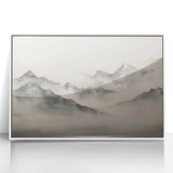 Vintage Landscape Art – Majestic Misty Mountain Peaks – Antique Nature Wall Art
