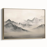 Vintage Landscape Art – Majestic Misty Mountain Peaks – Antique Nature Wall Art