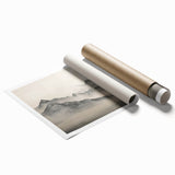 Vintage Landscape Art – Majestic Misty Mountain Peaks – Antique Nature Wall Art