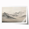 Vintage Landscape Art – Majestic Misty Mountain Peaks – Antique Nature Wall Art