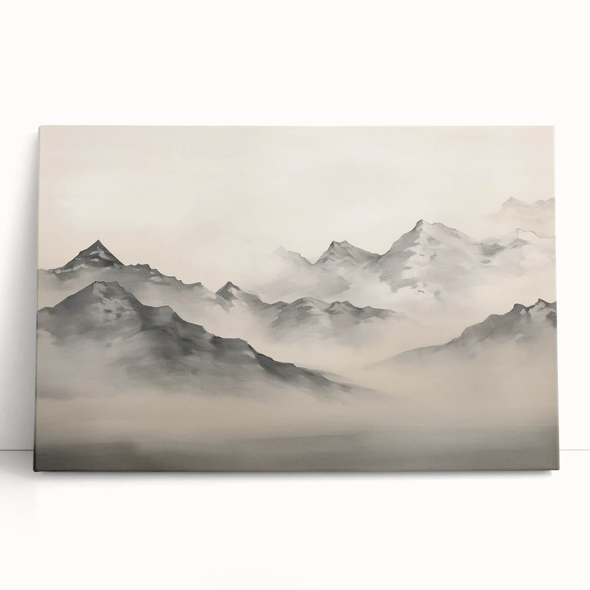 Vintage Landscape Art – Majestic Misty Mountain Peaks – Antique Nature Wall Art