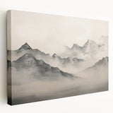 Vintage Landscape Art – Majestic Misty Mountain Peaks – Antique Nature Wall Art