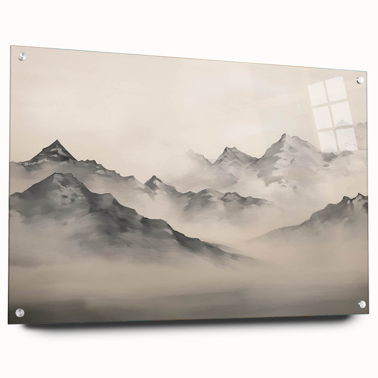 Vintage Landscape Art – Majestic Misty Mountain Peaks – Antique Nature Wall Art