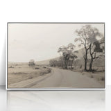 Vintage Landscape Art - Countryside Road in Black and White Ink