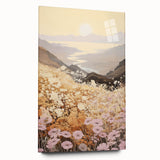 Vintage Landscape Art – Serene Countryside Views with Retro Flowers