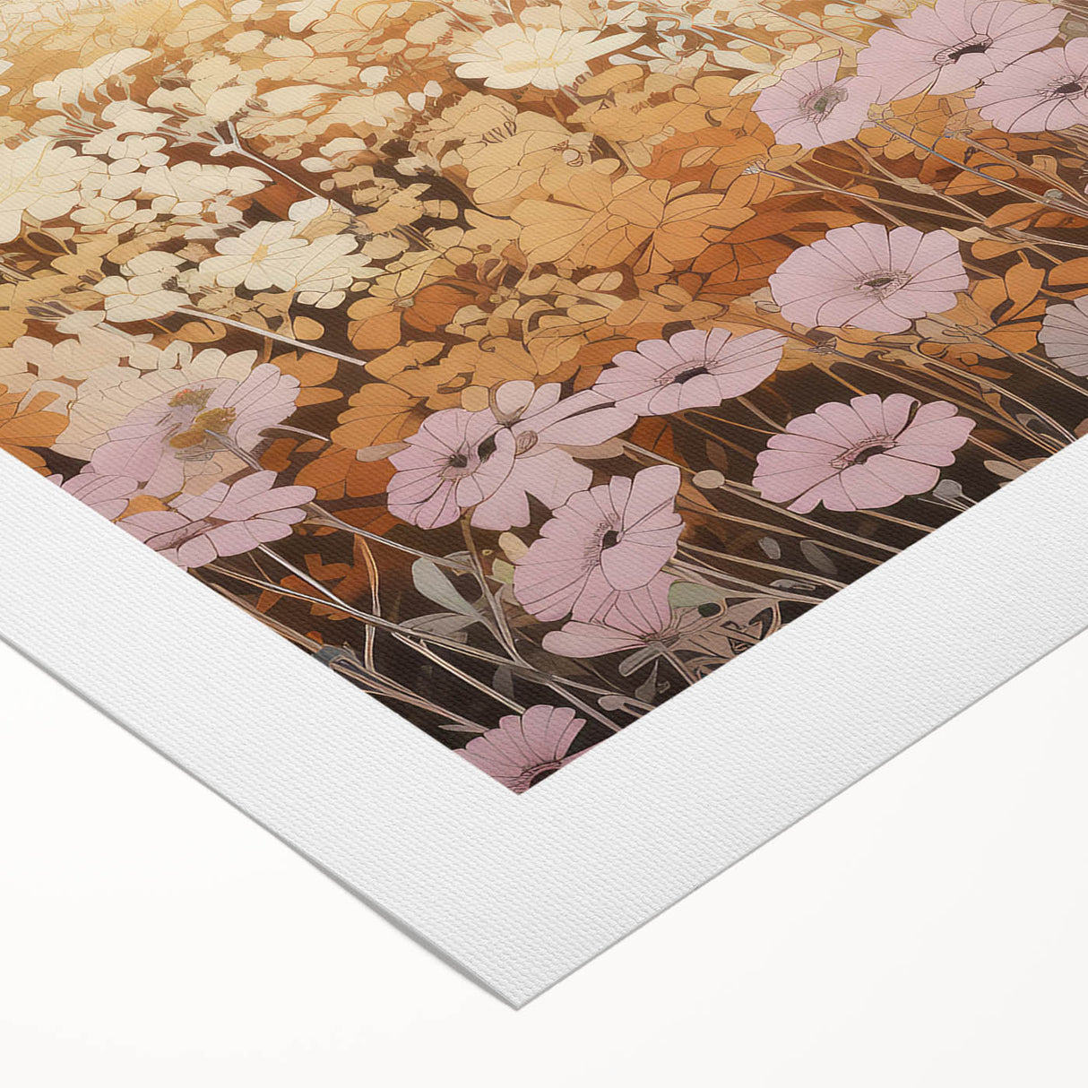 Vintage Landscape Art – Serene Countryside Views with Retro Flowers