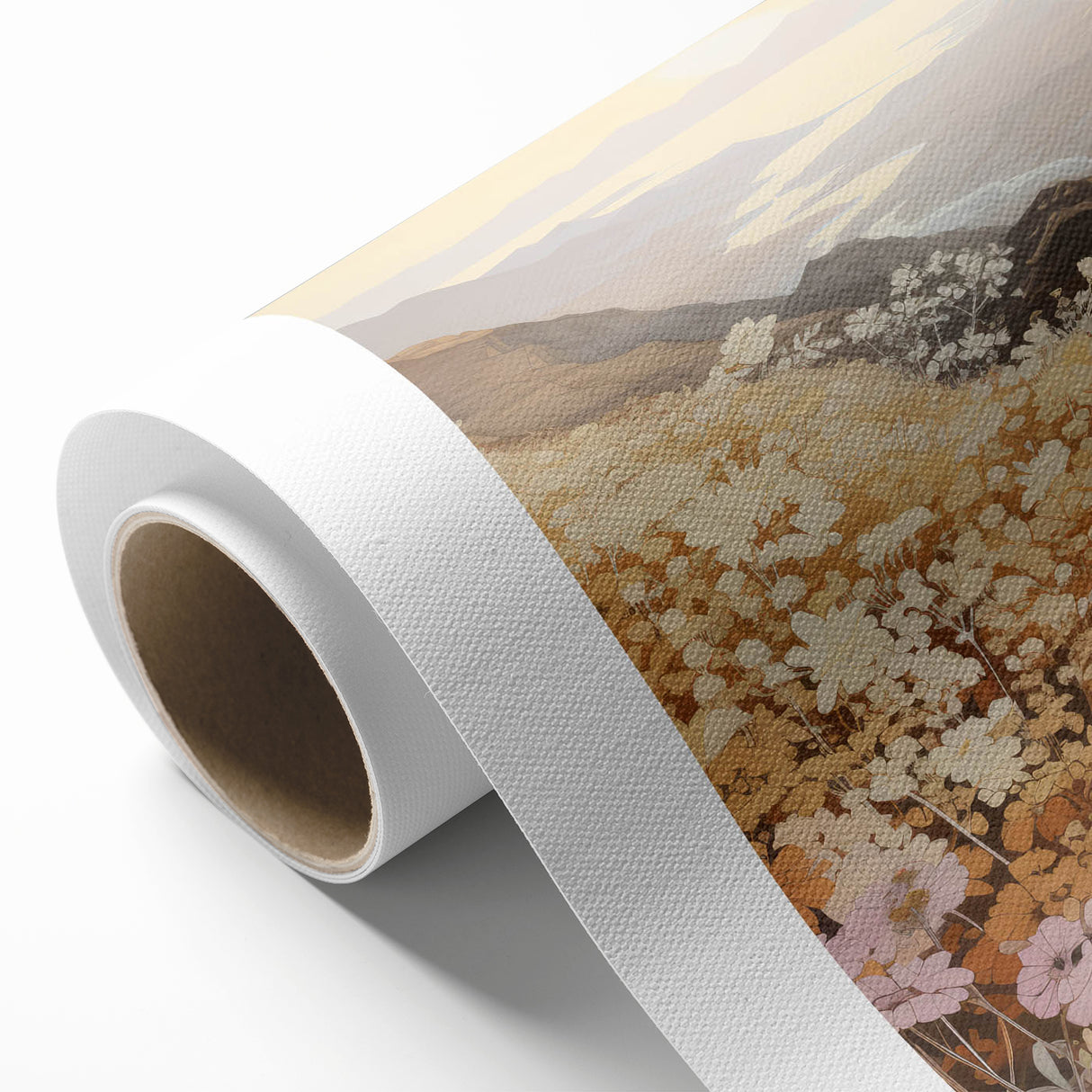 Vintage Landscape Art – Serene Countryside Views with Retro Flowers