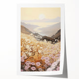 Vintage Landscape Art – Serene Countryside Views with Retro Flowers
