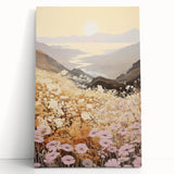 Vintage Landscape Art – Serene Countryside Views with Retro Flowers