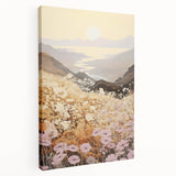 Vintage Landscape Art – Serene Countryside Views with Retro Flowers