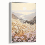 Vintage Landscape Art – Serene Countryside Views with Retro Flowers