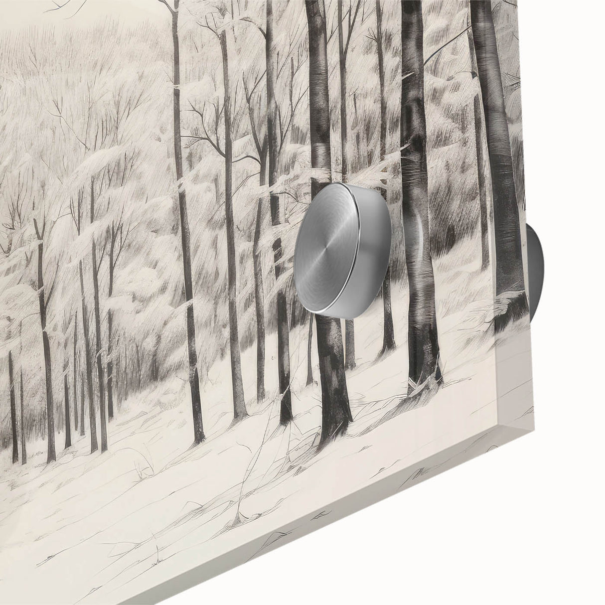 Vintage Landscape Art - Snowy Winter Forest in Black and White Ink
