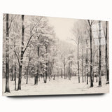 Vintage Landscape Art - Snowy Winter Forest in Black and White Ink