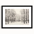 Vintage Landscape Art - Snowy Winter Forest in Black and White Ink