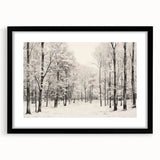 Vintage Landscape Art - Snowy Winter Forest in Black and White Ink