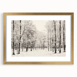 Vintage Landscape Art - Snowy Winter Forest in Black and White Ink