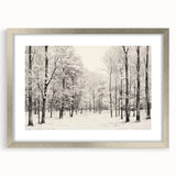 Vintage Landscape Art - Snowy Winter Forest in Black and White Ink