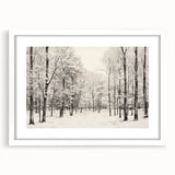 Vintage Landscape Art - Snowy Winter Forest in Black and White Ink