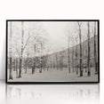 Vintage Landscape Art - Snowy Winter Forest in Black and White Ink