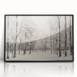 Vintage Landscape Art - Snowy Winter Forest in Black and White Ink