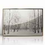 Vintage Landscape Art - Snowy Winter Forest in Black and White Ink