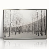Vintage Landscape Art - Snowy Winter Forest in Black and White Ink