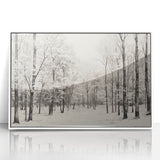 Vintage Landscape Art - Snowy Winter Forest in Black and White Ink