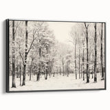 Vintage Landscape Art - Snowy Winter Forest in Black and White Ink