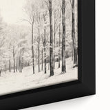 Vintage Landscape Art - Snowy Winter Forest in Black and White Ink