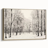 Vintage Landscape Art - Snowy Winter Forest in Black and White Ink