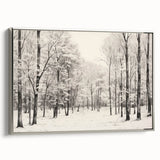 Vintage Landscape Art - Snowy Winter Forest in Black and White Ink