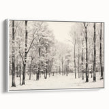 Vintage Landscape Art - Snowy Winter Forest in Black and White Ink