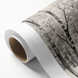 Vintage Landscape Art - Snowy Winter Forest in Black and White Ink