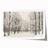 Vintage Landscape Art - Snowy Winter Forest in Black and White Ink