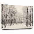 Vintage Landscape Art - Snowy Winter Forest in Black and White Ink