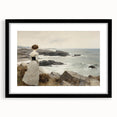 Vintage Landscape Art - Woman by the Sea on Rocky Shoreline