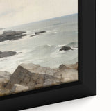 Vintage Landscape Art - Woman by the Sea on Rocky Shoreline
