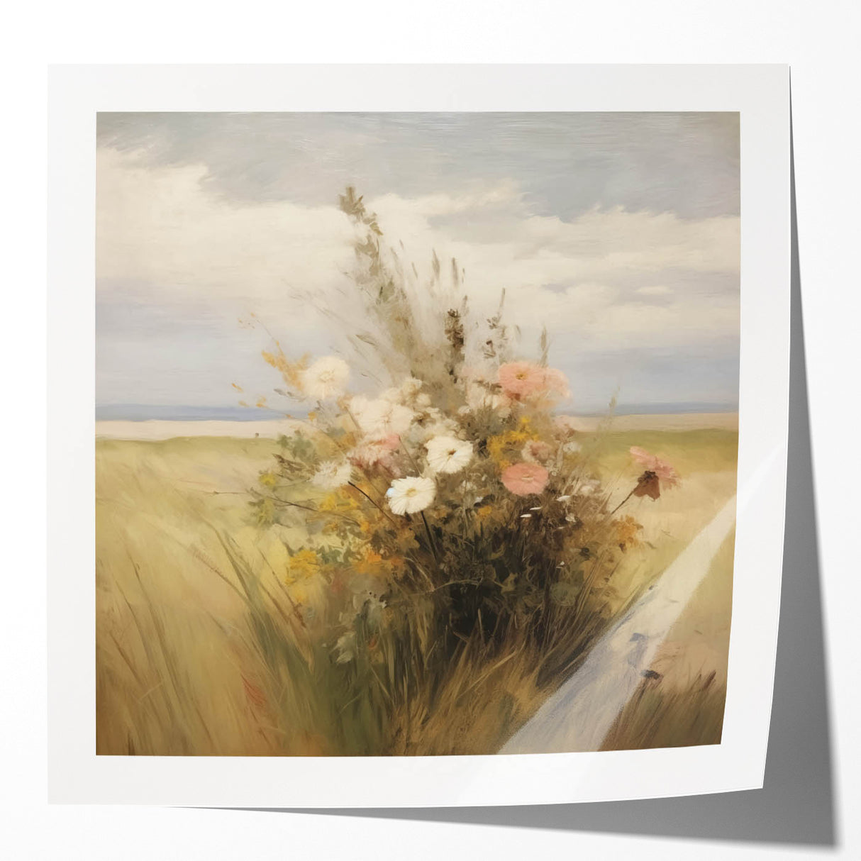 Vintage Wildflower Meadow Art – Classic Floral Landscape Print