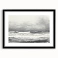 Vintage Landscape Art - Dramatic Ocean Waves and Cloudy Sky