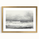 Vintage Landscape Art - Dramatic Ocean Waves and Cloudy Sky