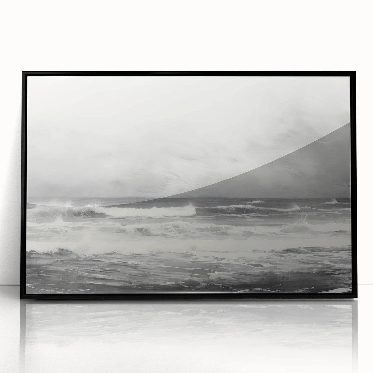 Vintage Landscape Art - Dramatic Ocean Waves and Cloudy Sky