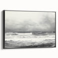 Vintage Landscape Art - Dramatic Ocean Waves and Cloudy Sky